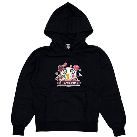 BLACKPINK Unisex X Takashi Murakami Flying Panda Hoodie Sweatshirt in Black - Picture 2 of 5